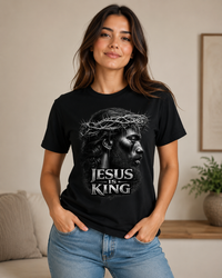 Load image into Gallery viewer, Black Jesus Is King portrait T-Shirt | Crown of Thorns Christian tee