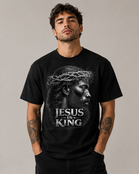 Load image into Gallery viewer, Black Jesus Is King portrait T-Shirt | Crown of Thorns Christian tee