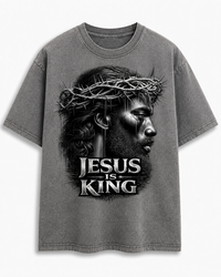Load image into Gallery viewer, Black Jesus Is King portrait T-Shirt | Crown of Thorns Christian tee