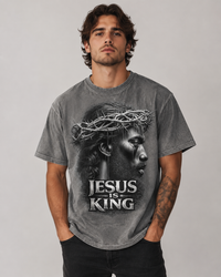 Load image into Gallery viewer, Black Jesus Is King portrait T-Shirt | Crown of Thorns Christian tee