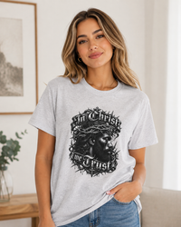 Load image into Gallery viewer, In Christ We Trust Jesus Portrait T-Shirt | Crown of Thorns Christian Tee